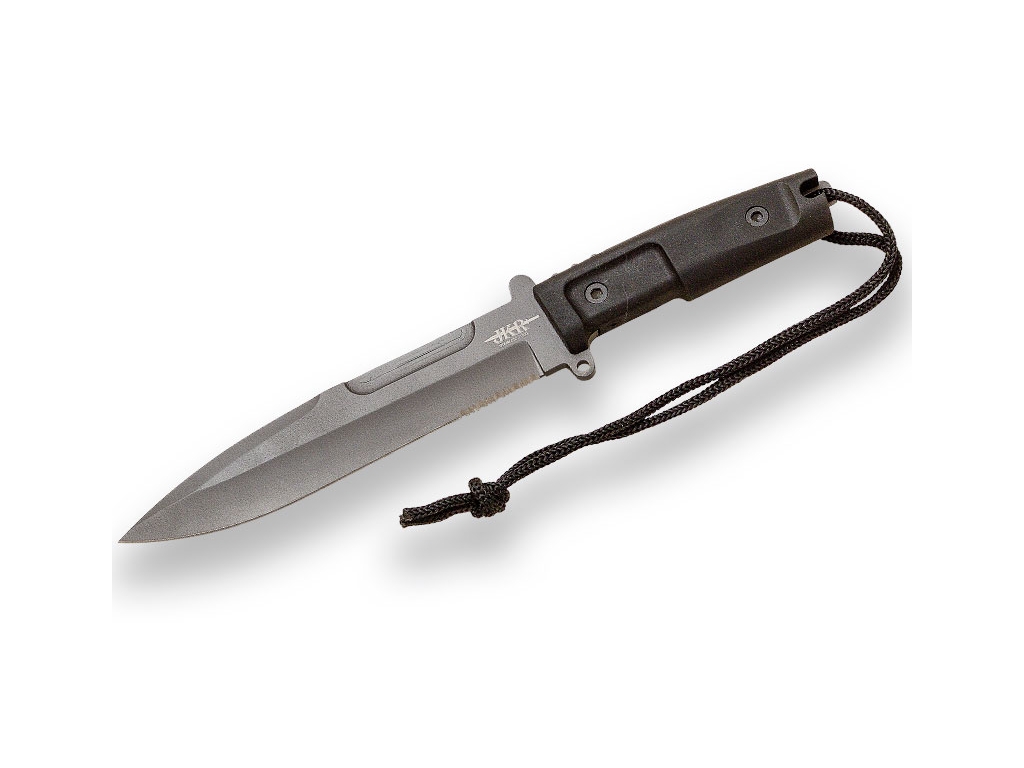 JKR 785 SURVIVAL KNIFE, RUBBER HANDLE, TITANIUM COATED BLADE